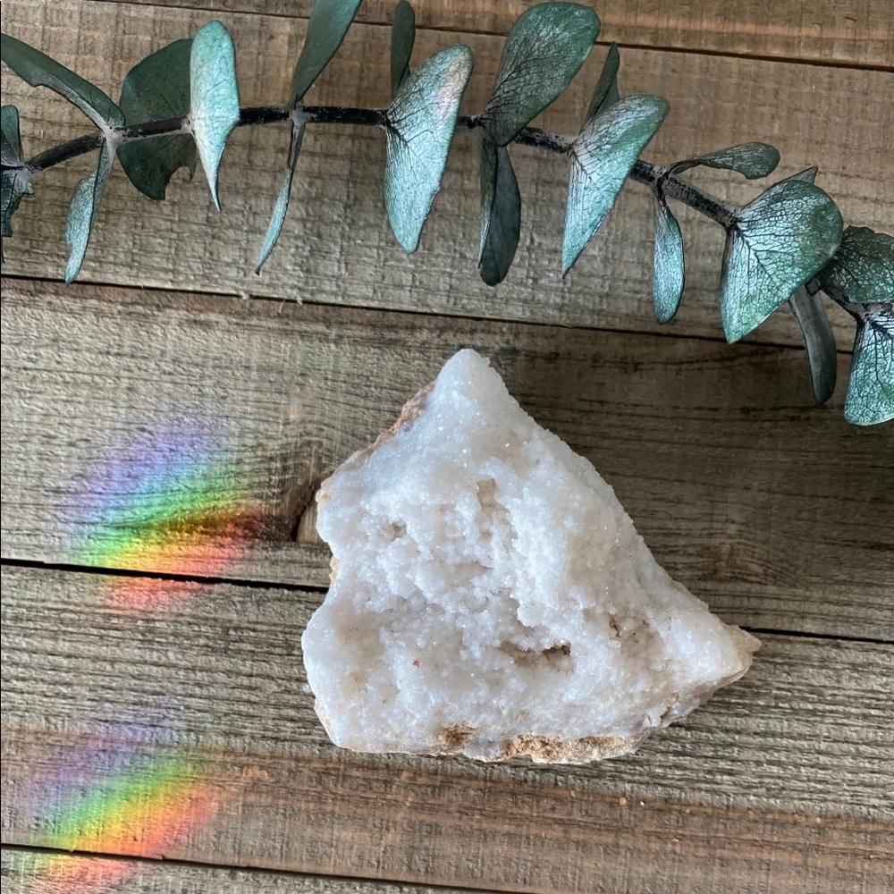 White Moroccan Snow Druzy Crystal Cluster • OOAK Raw Stone Specimen